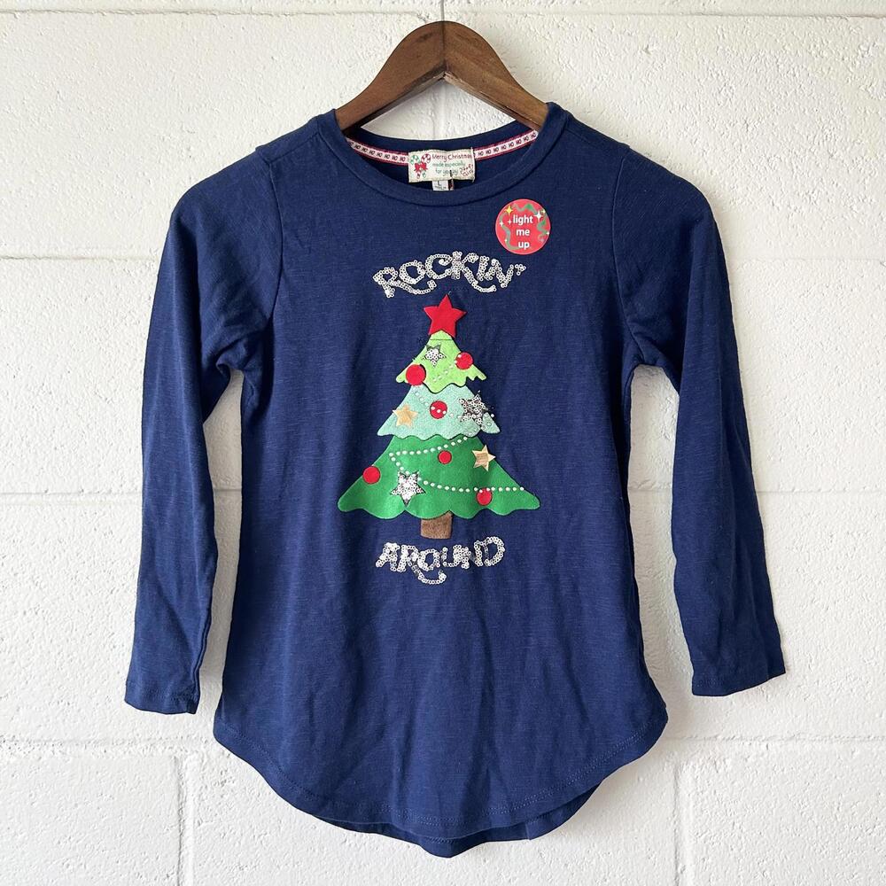 Poof Girl Rockin Around The Christmas Tree Long Sleeve Shirt Kids Girls Large